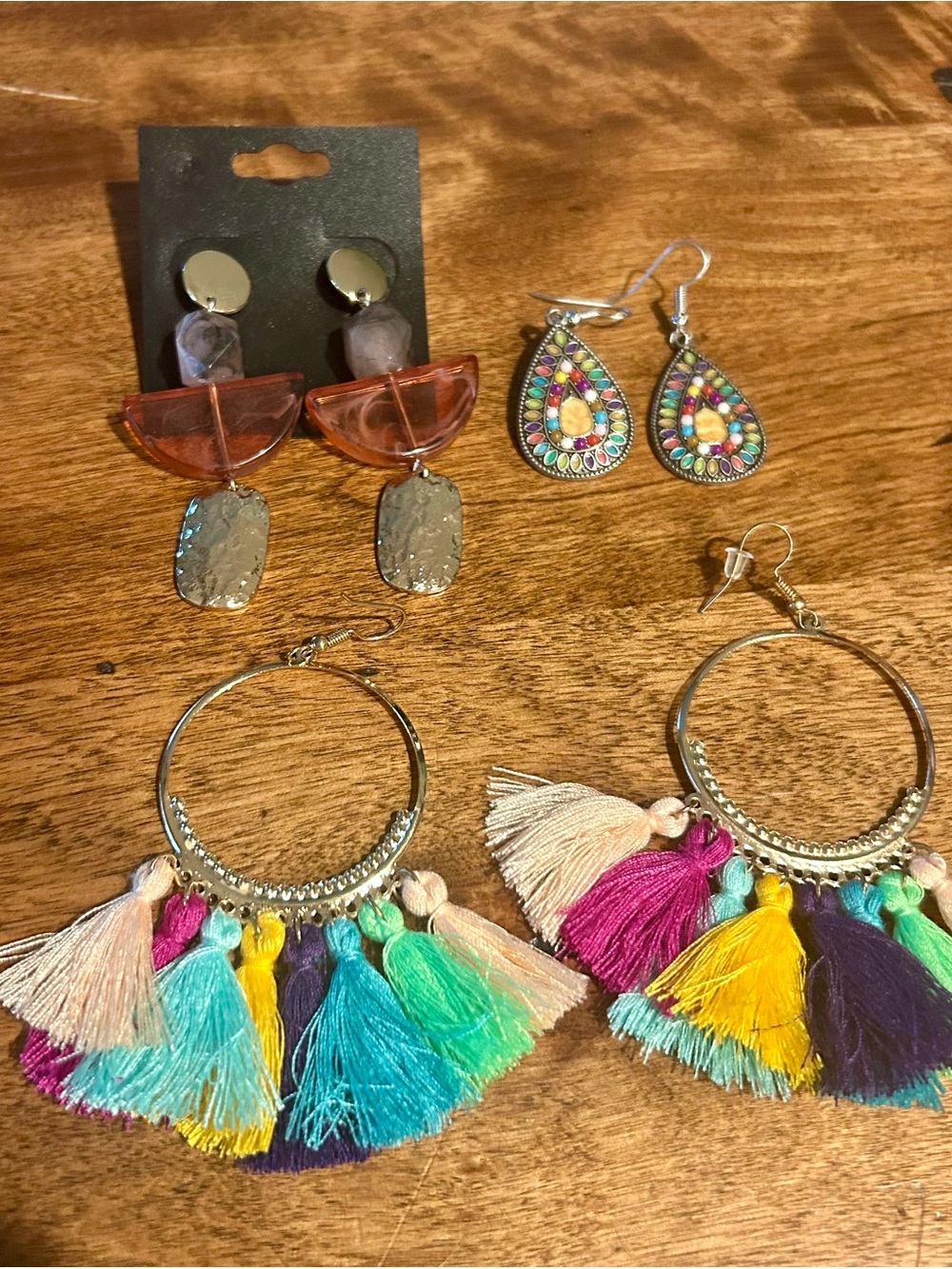 3 pairs of Boho Earrings – Multicolor Fringe Statement Accessory